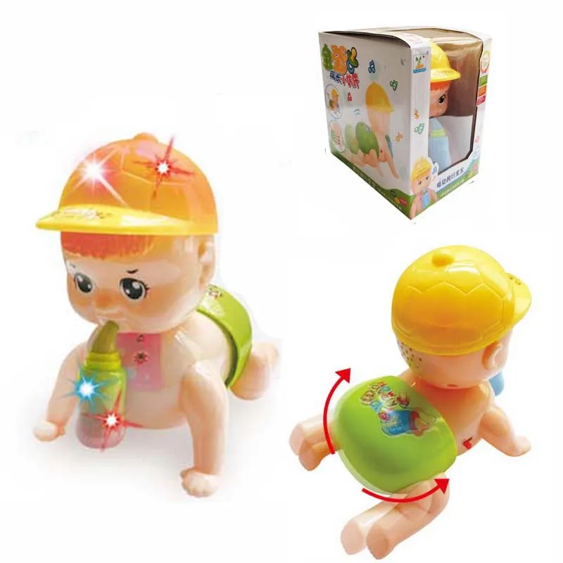 New Hot Selling Model Feeding Bottle Electric Crawling Doll Smart Music Flash Children Early Childhood Educational Toy