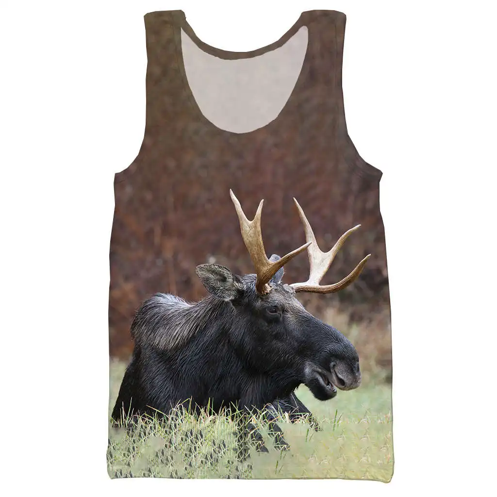 MOOSE 3D Печатный Топ на бретелях для мужчин модный крутой летний топ на бретелях для работы Мужские Женские топы топ на бретелях