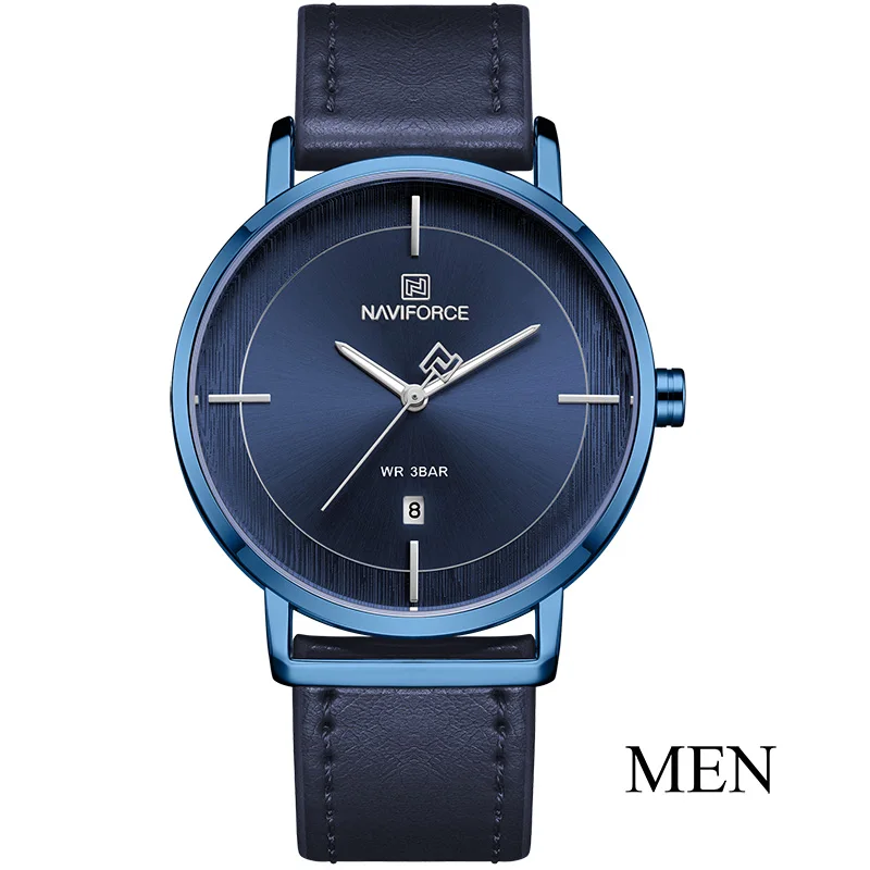Men blue Мужские часы Топ люксовый бренд NAVIOFRCE модные золотые кварцевые часы мужские стальные сетчатые водонепроницаемые мужские Clcok спортивные Relogio Masculino - Цвет: Men blue