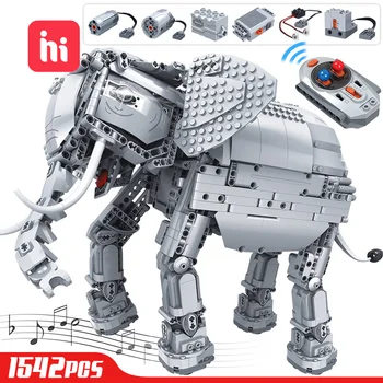

Hipac 1542pcs Creative Building Blocks Technic RC Remote Control Elephant Animal Electric Bricks Blocks Toys for Children Kids
