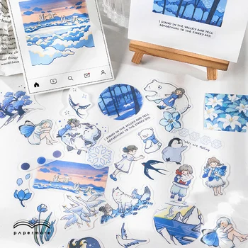 

40pc Blue Friend Series Washi Stickers Pack Cute Animals Diary Planner Decor Label Scrapbooking Korean Stationery Sticker Kawaii