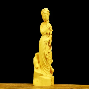 

Wood sculpture handicraft Boxwood carving Home accessories Character decoration woman Japanese ornaments