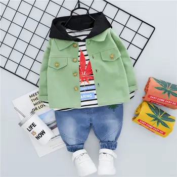 

Cotton Children Clothes Spring Autumn Baby Boys Girls Cartoon coat Jacket jeans 3Pcs/sets Infant Outfit Kid Fashion Tracksuits