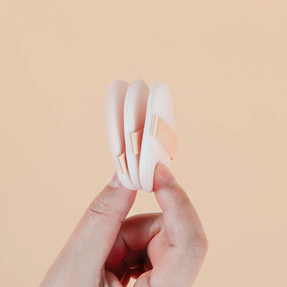 OVW Professional Flocking Round Shape Facial Body Powder Foundation Puff Portable Soft Cosmetic Puff Makeup Loose Powder Sponge 3