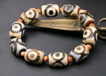 

Treasure Magic Power Magic LKbrother Magical Tibetan Old Cinnabar Agate 3 eye Tiger-tooth totem dzi Bead Bracelet