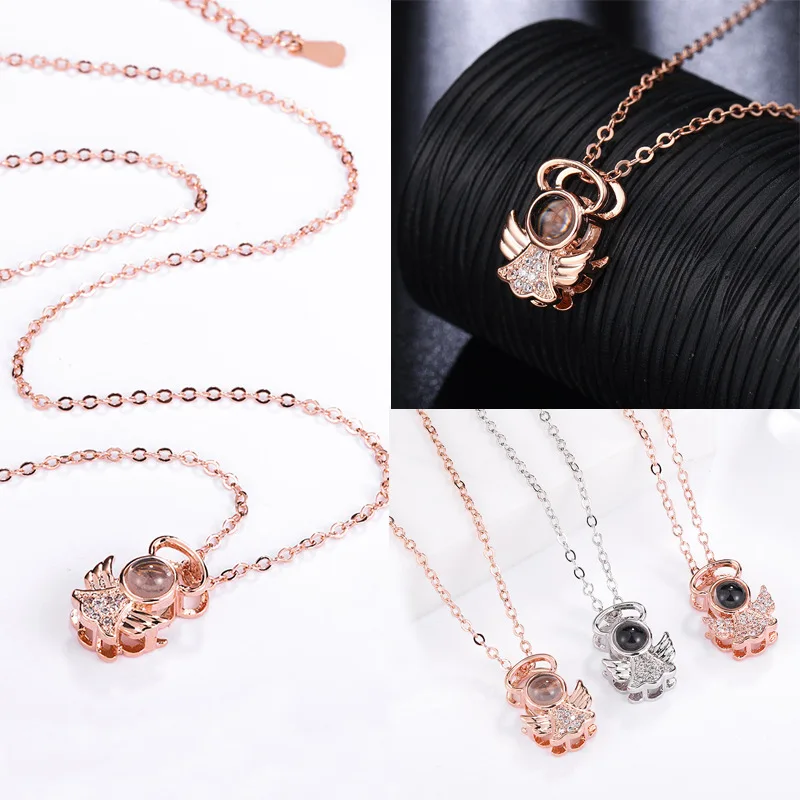 

Hot Woman Necklace Love Memory Projection Pendant 100 Languages I Love You to Lover SMA66