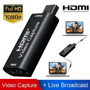 

Audio Video 1080P Capture Card HDMI to USB 2.0 Record via DSLR Camcorder Action Cam For Live Broadcasting