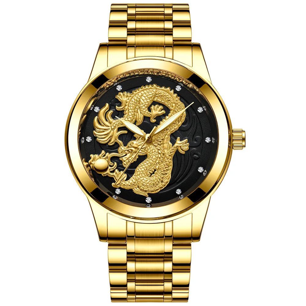 

Hot Sales Dragon & Phoenix COUPLE'S Watch Brand MEN'S Watch Non-Analog Watch Waterproof Night Light Golden Quartz Ultra-Thin Ste