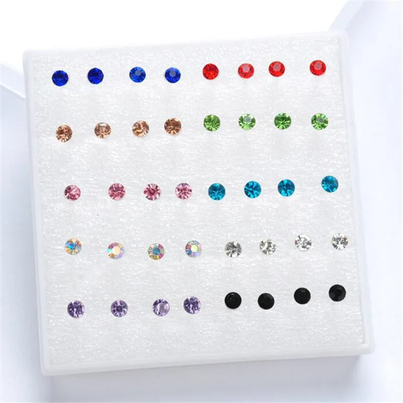 

Rhinestone Hypoallergenic Eyebrow Bar Tongue Lip Nose Pircing Ear Stud Earring Set For Body Jewelry Piercing Helix Cartilage