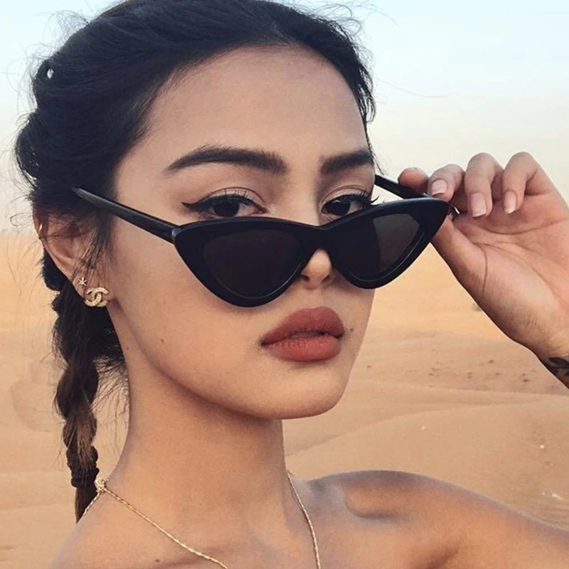 Hot Sale Classic Fashion Ladies Small Triangle Sunglasses Retro Fashion Sunglasses Small Frame Sexy Sunglasses white sunglasses women