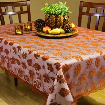 

Pumpkin Maple Leaf Lace Table Runner TableCloth Fireplace Cover Cloth Fall Halloween Thanksgiving Day Set For 2020 Home Decor