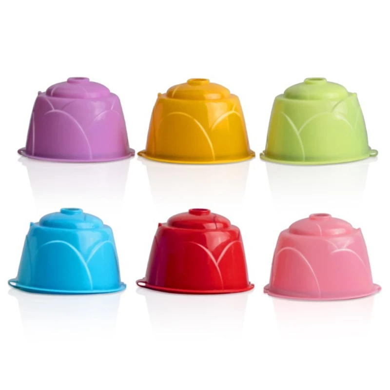 

6-Color Reusable Coffee Capsule Plastic Refillable Compatible for Dolce GUSTO Coffee Filter Baskets Capsules