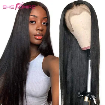 Straight Lace Front Wig 13X6 HD Lace Frontal Human Hair Wig For Women 40 Inch Brazilian Remy Pre Plucked 4X4 5X5 6X6 Closure Wig 1