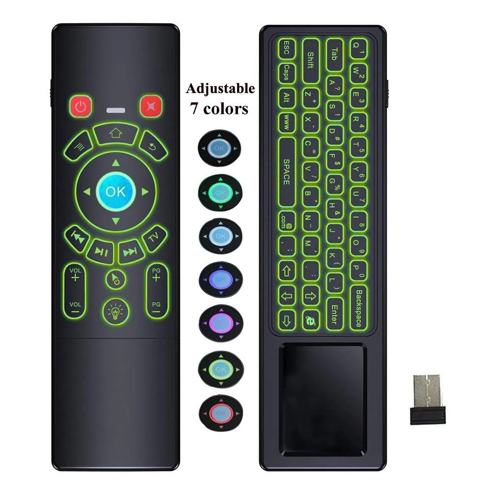 Air Remote Control Mouse Touchpad With Colorful Backlit Mini Wireless Keyboard For Android Tv Box Htpc Iptv Pc Raspberry Pi3 Remote Controls Aliexpress