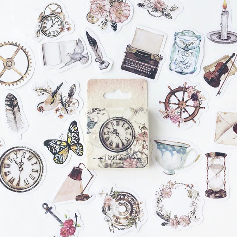 46pcs/lot Vintage Paper Stickers Set DIY Scrapbooking Dairy Photo Album Decorations Planner Kawaii Stationery Label | Канцтовары для