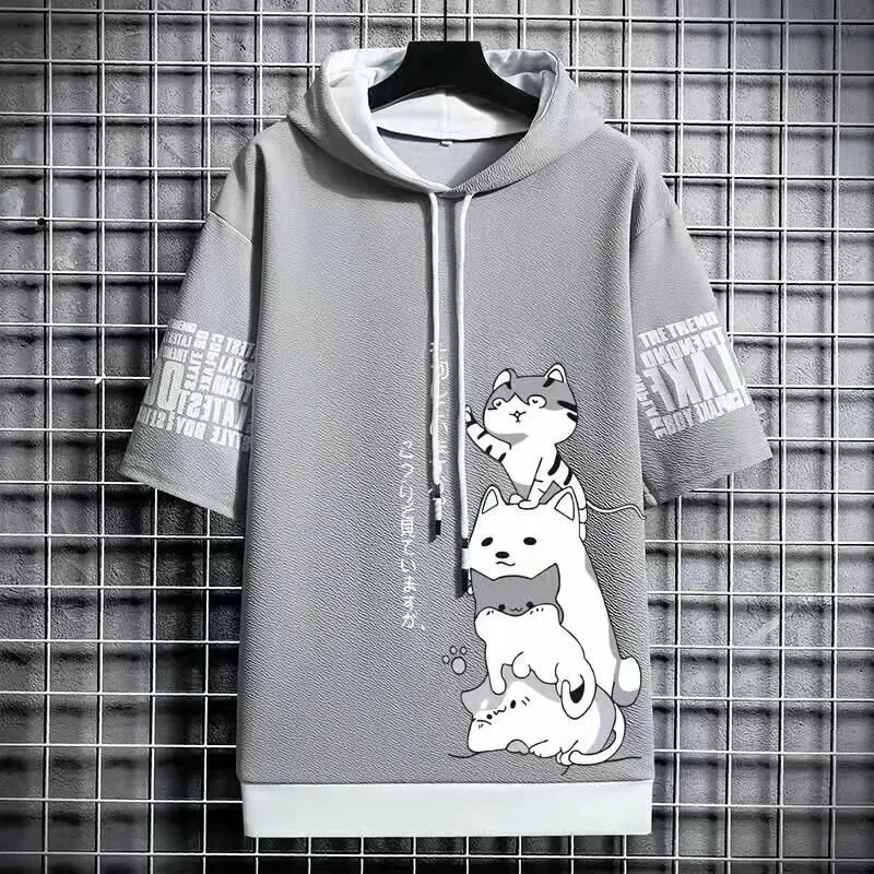 Japan Fashion Men's Hoodies Summer Men Clothing Cartoon Short