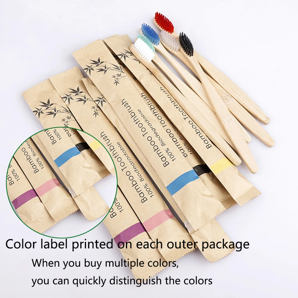 Бамбуковая зубная щетка с мягкой щетиной биоразлагаемая веганская Экологичная