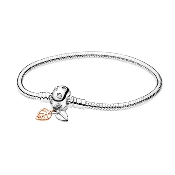 

Leaf Clip S925 Silver Bracelet Snake Chain Bangle For European Sterling Silver Charms Beads Women Lady Jewelry Valentine Gift