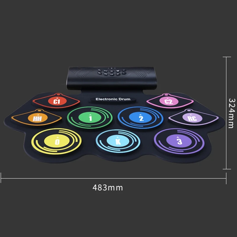 Портативная электроника, набор барабанных подушечек 9 силиконовых подушечек, Встроенные динамики с барабанные палочки, ножные педали USB 3,5 мм аудио кабель Col