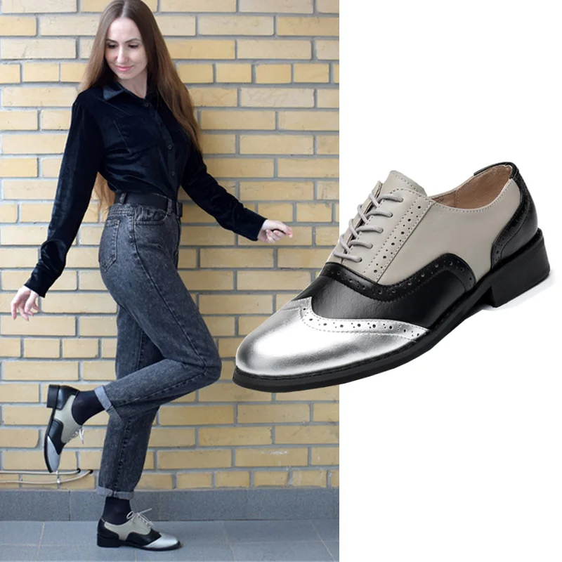 Women oxford shoes flat Genuine Leather casual vintage for pink lady shoes handmade flats woman spring summer