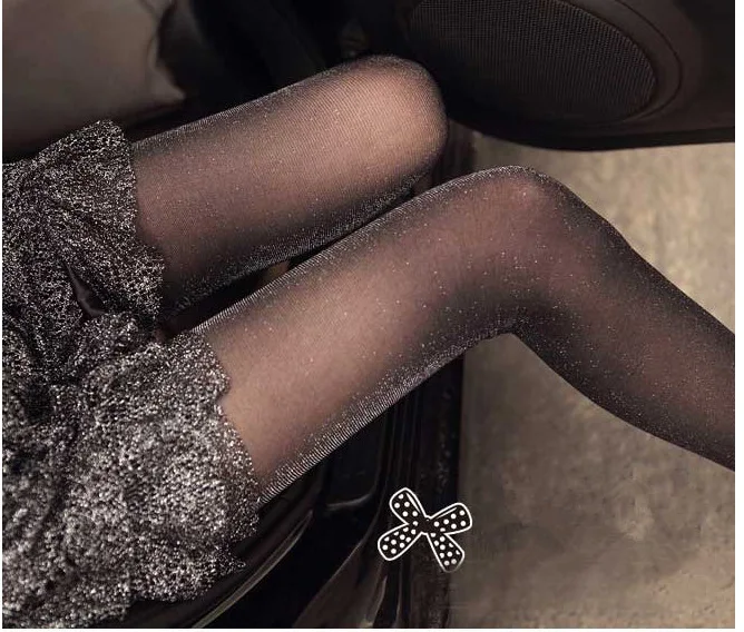Sexy Silver Silk Pantyhose Bling Bling Stockings Bright Slightly Flashing Pantyhose Spring Autumn Ultra-thin Lingerie Diamonds