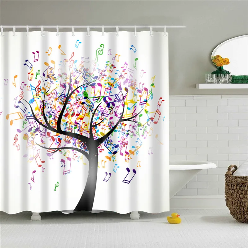 Занавеска для душа с абстрактным рисунком дерева и 12 крючков, Водонепроницаемая Ванная комната, много вариантов, аксессуары для ванной, экран для домашнего декора - Цвет: TZ170608