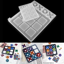 Tic-Tac-Toe Ox gra w szachy żywica epoksydowa formy lustro silikonowe formy do DIY żywica UV epoksydowa biżuteria Handmade Making Tools