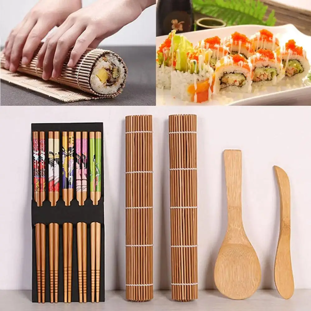 9 шт./компл. DIY бамбуковая шторка для суши рисовые Суши наборы рулонные