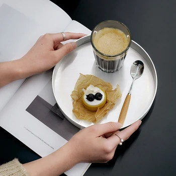 

Aluminum Round CoffeeTray Living Room Kitchen Table Meal Ring Trays Storage Sofa Tray Industrial Style Metal Key Tray