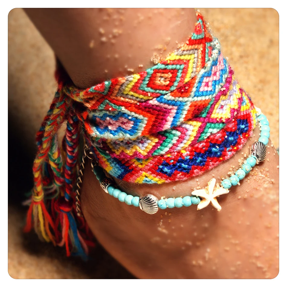 UMODE Shell Beads Starfish Anklets For Vsco Girls Double Layer Anklet Bracelet Handmade Bohemian Jewelry Free Shipping PA0034