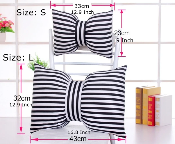 Ins Bow Candy Pillow Lotus Plaid Girl Baby Room Decoration  Window Sofa Cute Waist Cushion Cotton Fabric Washable (2)