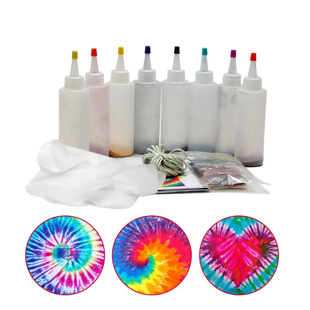 Tie-dye DIY Kit Rubber Bands Gloves Safe Non-toxic Shirt Fabric DIY Fashion Dye Kit Clothing Graffiti Dye Supplies Fabric Tie Dye Powder