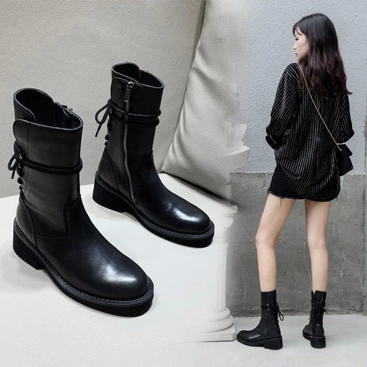 benemoda custom boots, cow leather lace around designer boots, inside leather boots
