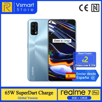 Перейти на Алиэкспресс и купить Новый смартфон глобальная версия realme 7 Pro, 8 ГБ, 128 ГБ, Snapdragon 720G, AMOLED экран 6,4 дюйма, четыре камеры 64 мп, 65 Вт, SuperDart Charge