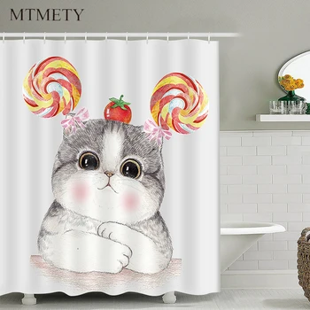 

Funny Cat Take Bath Printed 3d Bath Curtains Waterproof Polyester Fabric Washable Bathroom Shower Curtain Screen With Hooks