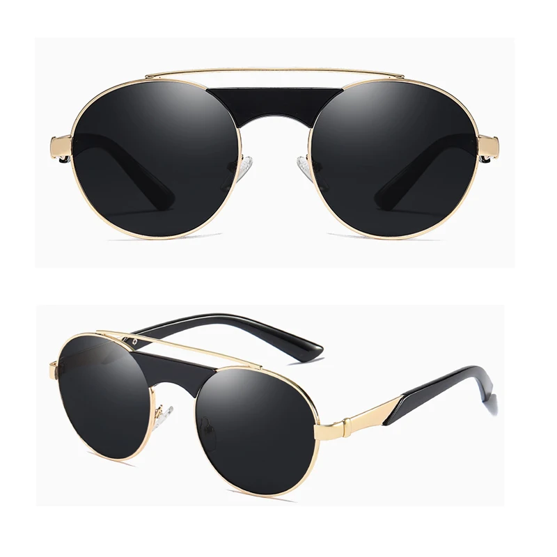 Retro Polarized Sunglasses Round Frame Unisex UV Outdoor Sports Dark Glasses Eye Protection Travel Holiday Fashion Glasses - Цвет линз: TYPE-B