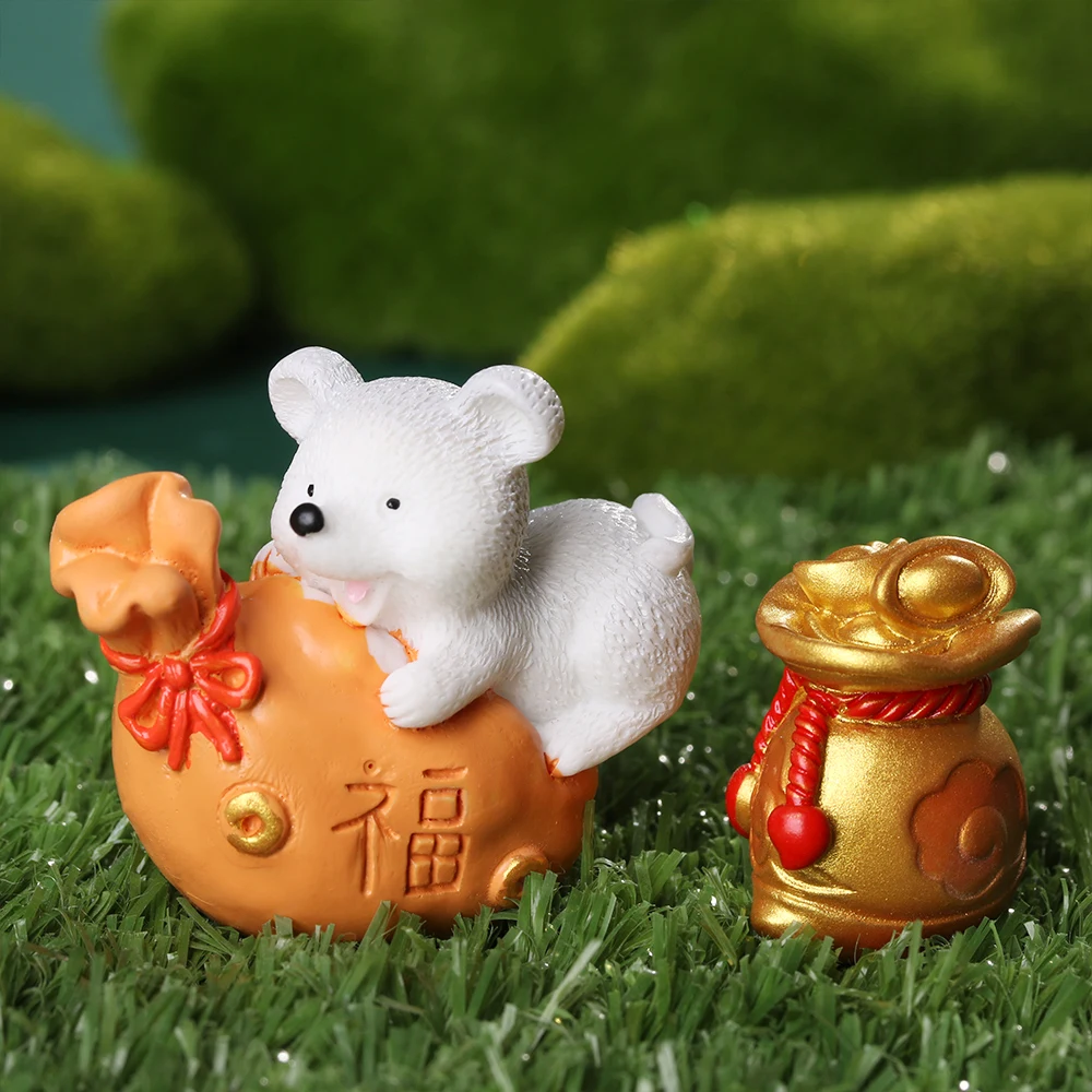 

Miniature Mice Cartoon Bonsai Home Decor Resin Gold Animal Model Money Mouse Figurine Micro Landscape Ornaments