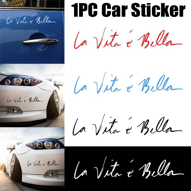 

Car Stickers 40*8 Cm Decals Creative Car Full Body Styling Stickers Auto Decals Removable La Vita E Bella Reflective Letters