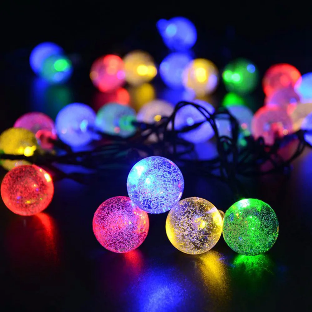 

20 Solar Bubble Ball Lighting Chain 20LED Christmas Lighting Chain LED Acrylic Spherical Holiday Lights Colorful Lights