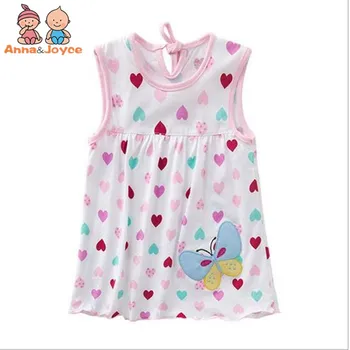 

4pcs/lot Baby Girl Dresses Girls Infant Cotton Sleeveless Dress Summer Baby Dress Printed +Embroidery