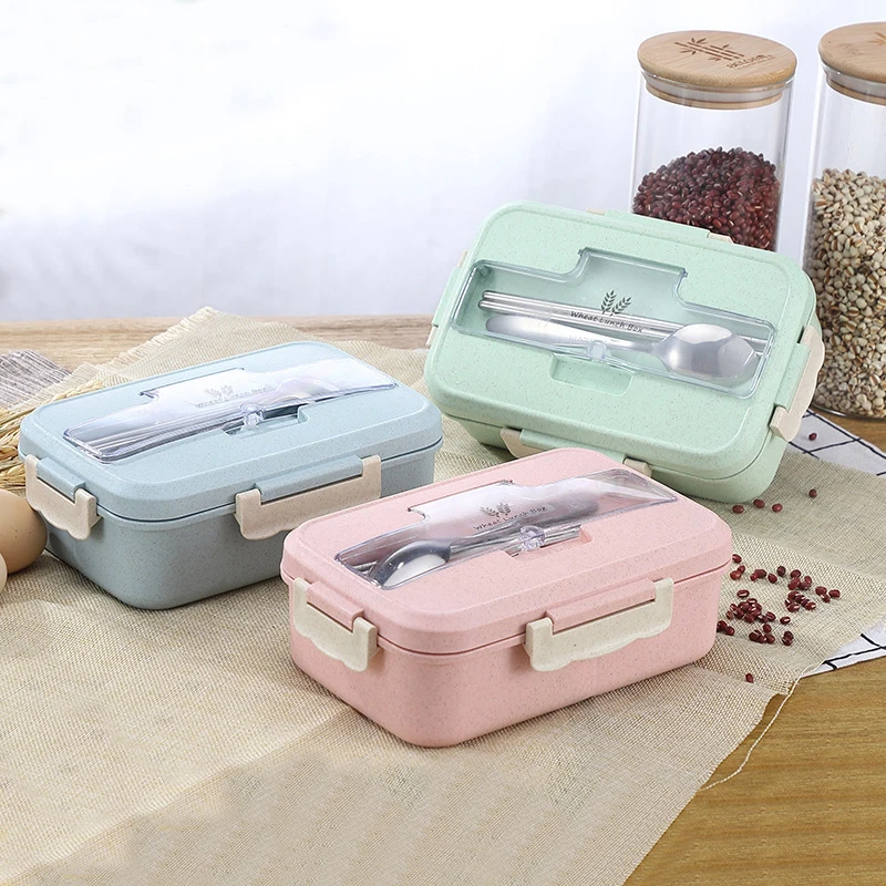 Bento Box Студенческая коробка для завтрака Пшеничная солома блюдо и здоровая посуда