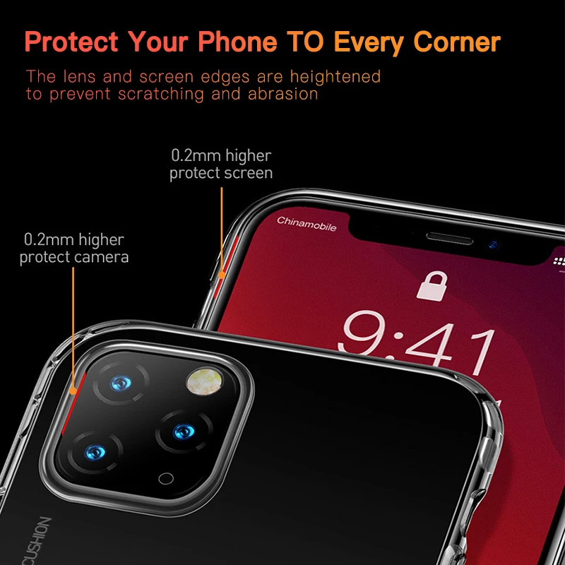 Baseus Прозрачный мягкий силиконовый чехол для телефона, для iPhone 11 Pro Max чехол противоударное покрытие для iPhone Plus роскошный Ультратонкий чехол