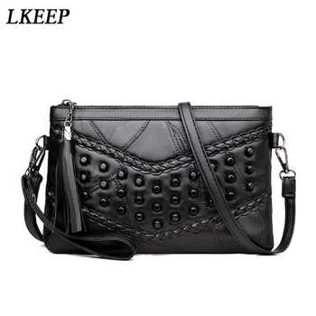 

Brand Leather Handbag Women Shoulder Bags Rivet Tassel Punk Woman Soft Bag Handbags Womens