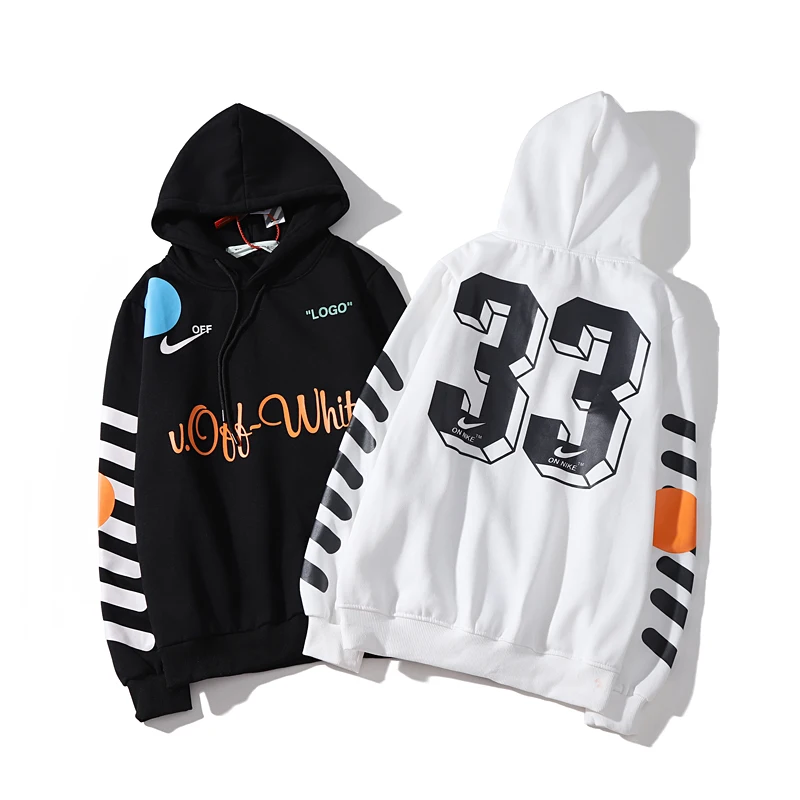 

World cup oblique stripe 33 19ss Off-White OW Men/Women autumn winter Fashion Cotton Hooded loose jacket Hoodie Sweatshirt