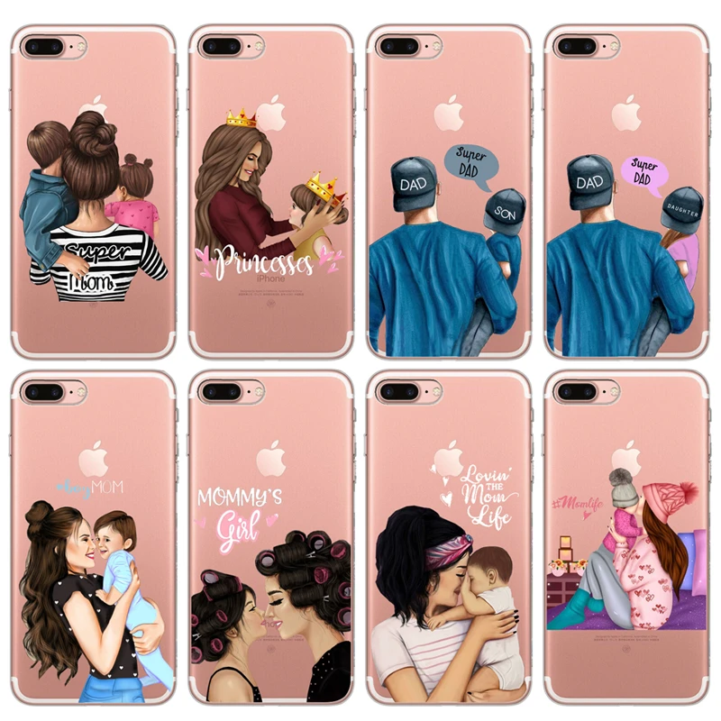 Mom Baby Girl Boy For Funda iphone 11Phone Case For Coque iphone 8 7 X XS Max XR 11 11 Pro Max 6 7 8 Plus 5S SE Cover
