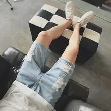 Мужские джинсовые шорты, Пятиточечные брюки, с дырками, тренд личности, корейские тонкие брюки, летние тонкие Пятиточечные джинсы