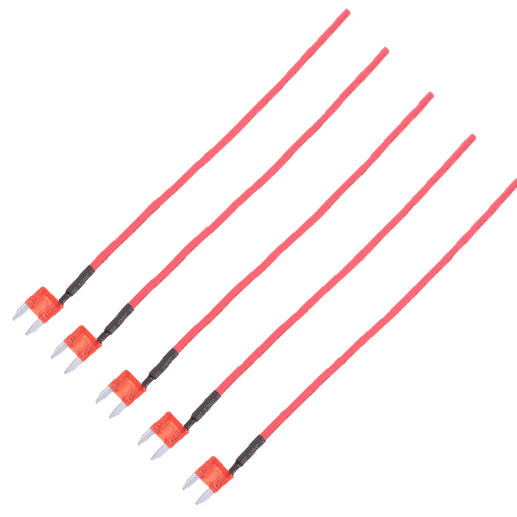Car RV Boat Fuse Medium Blade Style 10A 32V with 16AWG Wire 5 Pieces car fuses kit