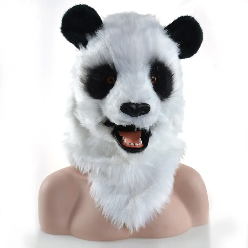 

New New Simulation Giant Panda Wigs Adult Adult Dress Performance Mask Plush Animal Headgear Will Move Mouth Video Shooting