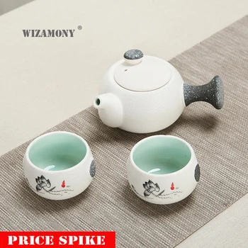 

WIZAMONY Kung Fu Tea set 1 Pot 2 Cup Elegant Gaiwan Teaware teapot Drinkware kettle Coffee Cup Chinese Celadon Porcelain Tea Pot
