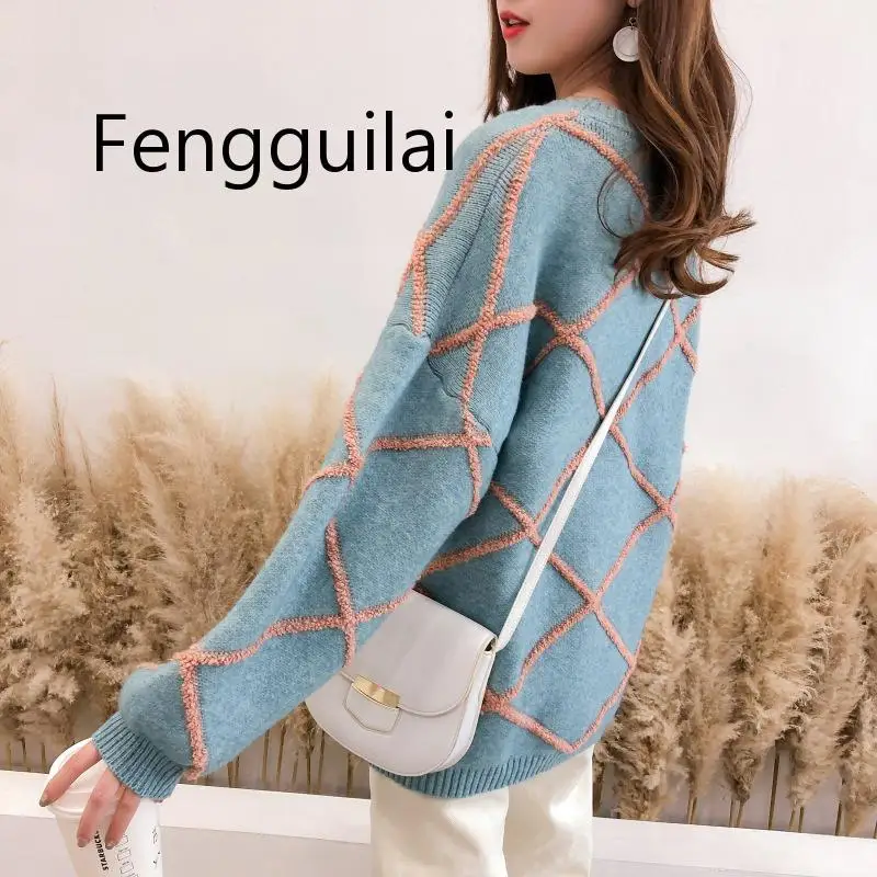 High Quality Beautiful Winter Sweater Women 2020 Loose Kawaii Cute Thicken Warm Knitted Jumper Women Blue Sweater Female High Quality Beautiful Winter Sweater Women 2020 Loose Kawaii Cute Thicken Warm Knitted Jumper Women Blue Sweater Female
